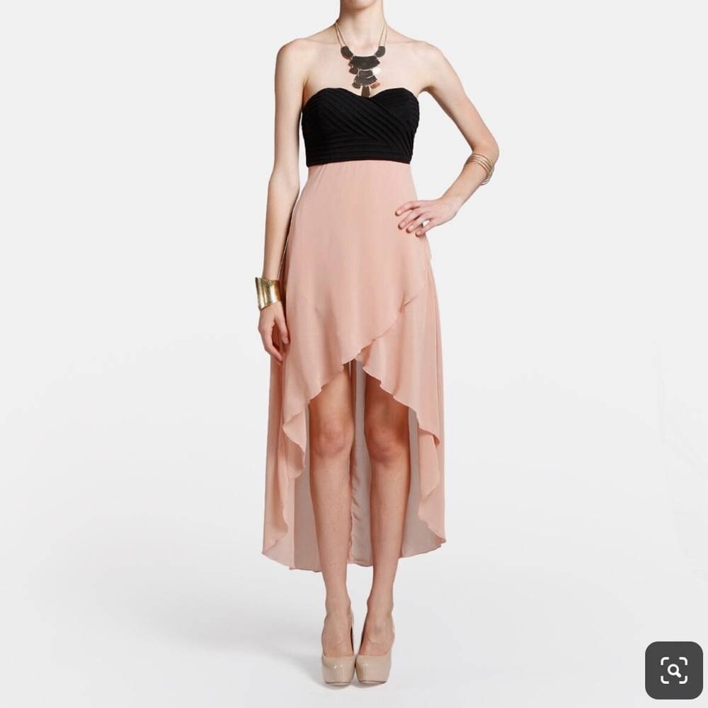 Pink and Black High Low Dress